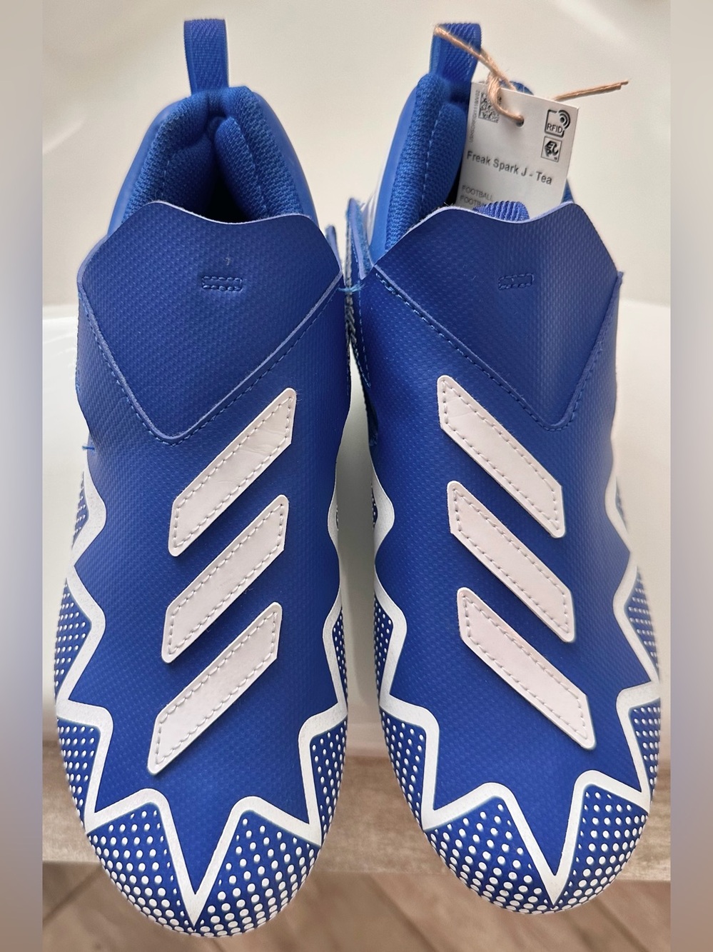 NWT Adidas Freak Spark J Football Cleats Shoes - Blue, White Stripes - Kids Sz 3